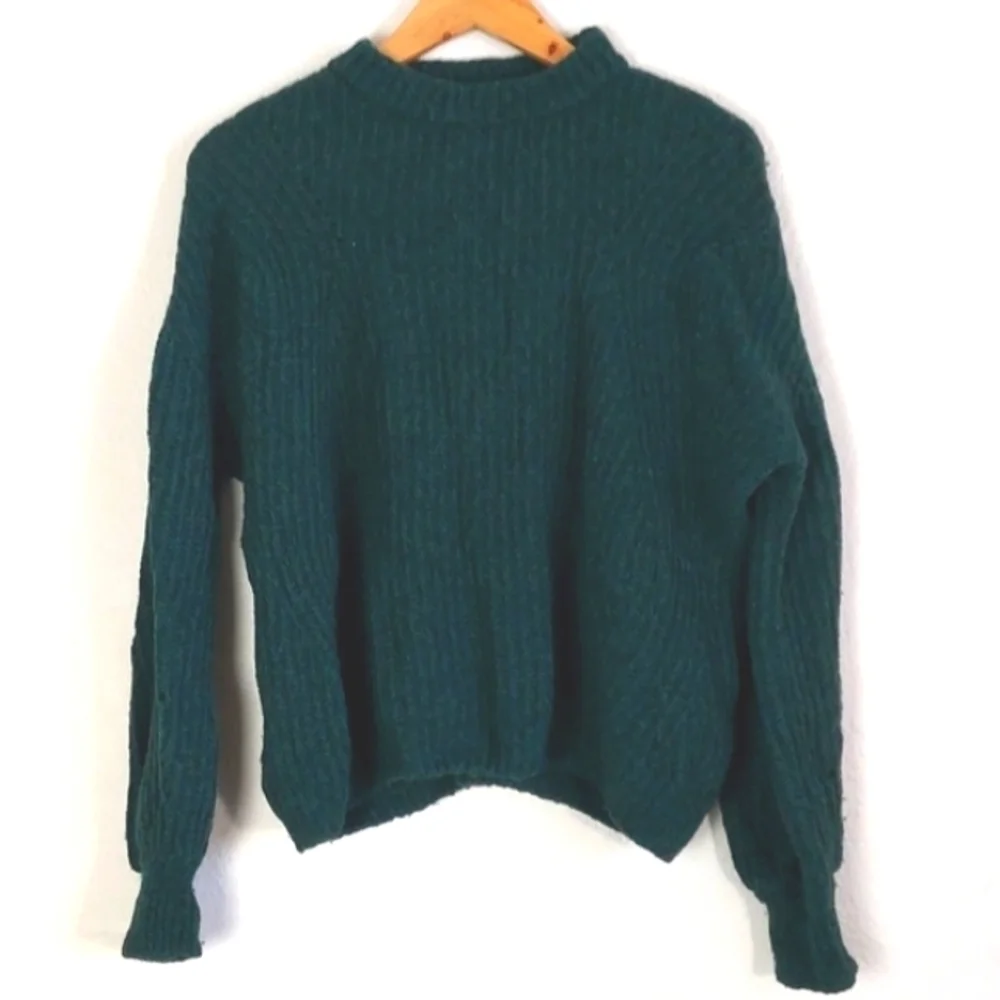 Anine Bing Jolie Pointelle Knit Sweater Green Size XS